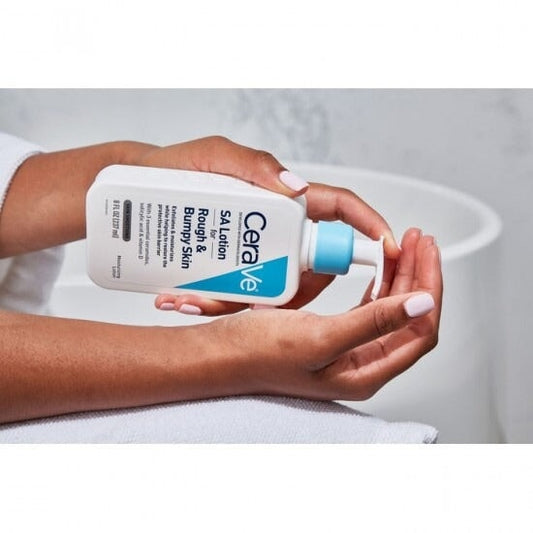 CeraVe SA Lotion for Rough and Bumpy Skin, 237ml, hydrating and smoothing formula with salicylic acid, ceramides, and hyaluronic acid for improved skin texture.