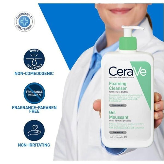 Cerave Smooth Texture Foaming Cleanser 236ml bottle with smooth liquid formula