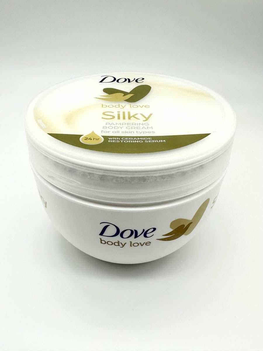 Dove Silky Moisturizing Body Cream (300ml) – Enriched with Essential Oils for Deep Hydration and Soft Skin