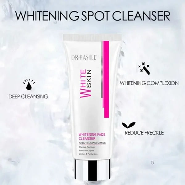 "Dr. Rashel Whitening Fade Cleanser - 80g tube for deep cleaning, fading dark spots, and brightening skin tone."