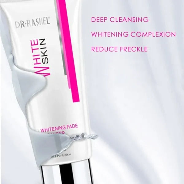 "Dr. Rashel Whitening Fade Cleanser - 80g tube for deep cleaning, fading dark spots, and brightening skin tone."