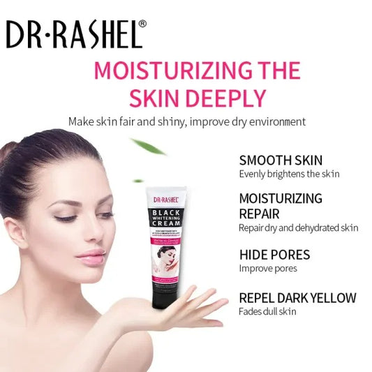 Dr Rashel Black Whitening Cream – 100g jar with whitening and moisturizing formula for smooth, even skin tone.