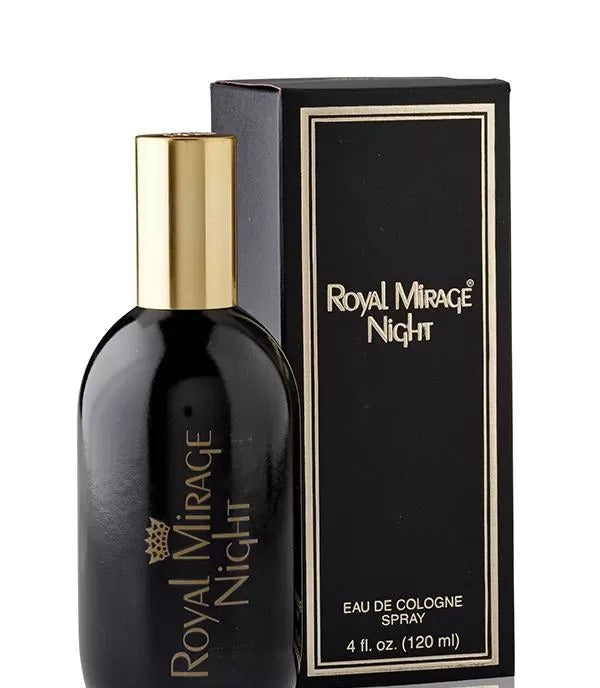 Royal Mirage Night Eau De Cologne – 120ml bottle
Luxurious and long-lasting Royal Mirage Night Perfume