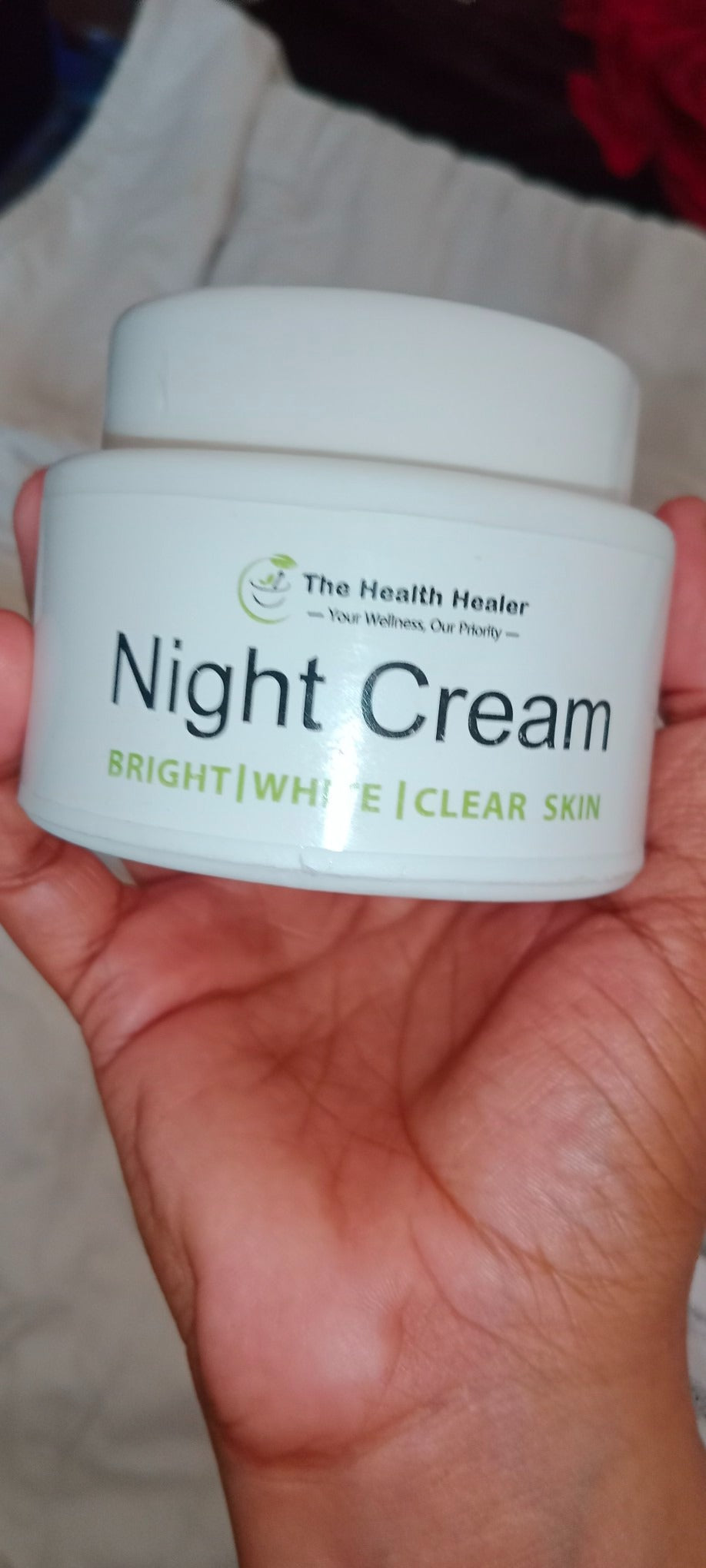 The Health Healer Night Cream jar with natural ingredients, perfect for overnight skin rejuvenation and hydration.