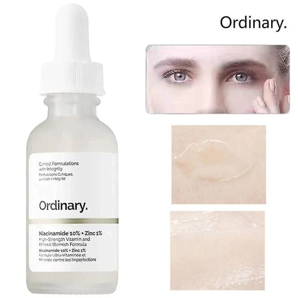 "The Ordinary Niacinamide 10% + Zinc 1% Serum, 30ml bottle, brightening and oil control formula for smoother skin."