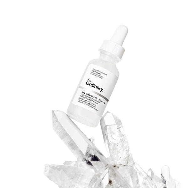 "The Ordinary Niacinamide 10% + Zinc 1% Serum, 30ml bottle, brightening and oil control formula for smoother skin."
