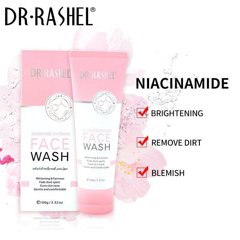 Dr Rashel Niacinamide Whitening Face Wash 100g for brightening, lightening, and even skin tone.

