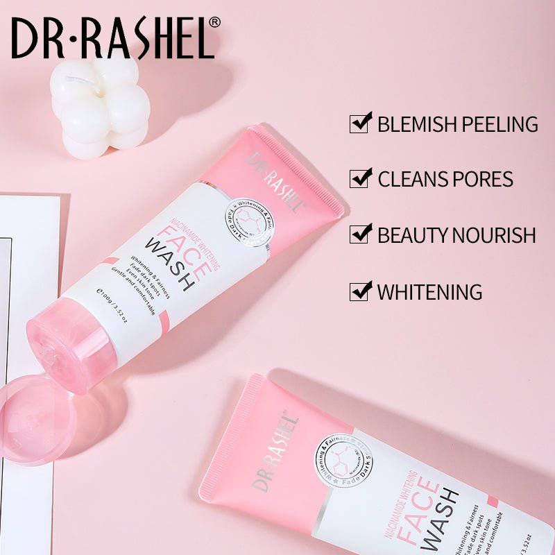 Dr Rashel Niacinamide Whitening Face Wash 100g for brightening, lightening, and even skin tone.

