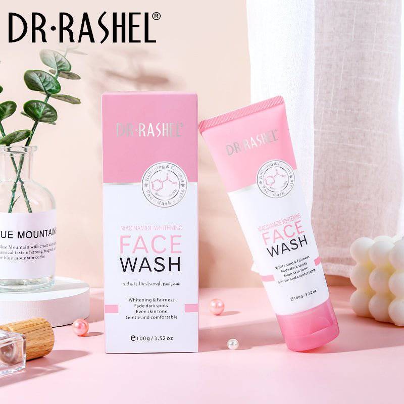 Dr Rashel Niacinamide Whitening Face Wash 100g for brightening, lightening, and even skin tone.

