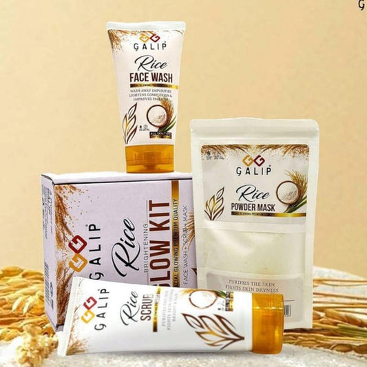 Galib Rice Facial Kit – 3-Step Skincare Set with Wash, Scrub, and Mask

