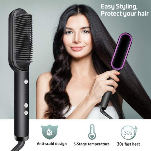HQT-909B Electric Professional Hair Straightening Brush – Random Color
Fast & Easy Hair Styling Brush – HQT-909B