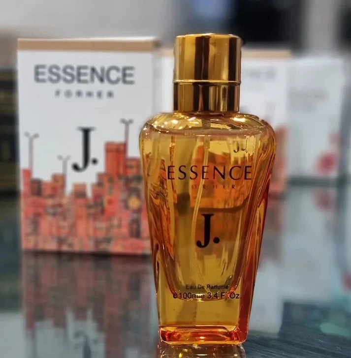 J. Essence Perfume 100ml bottle showcasing a luxurious, long-lasting fragrance for men and women.

