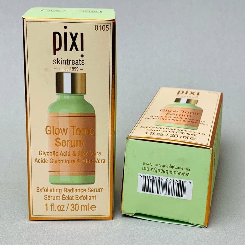 Pixi Glow Tonic Serum bottle, featuring a glowing skin-enhancing formula with glycolic acid for exfoliation and hydration.

