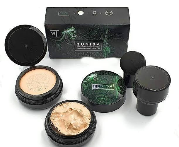"Sunisa 3-in-1 Air Cushion BB & CC Cream Foundation with Beauty Blender"


