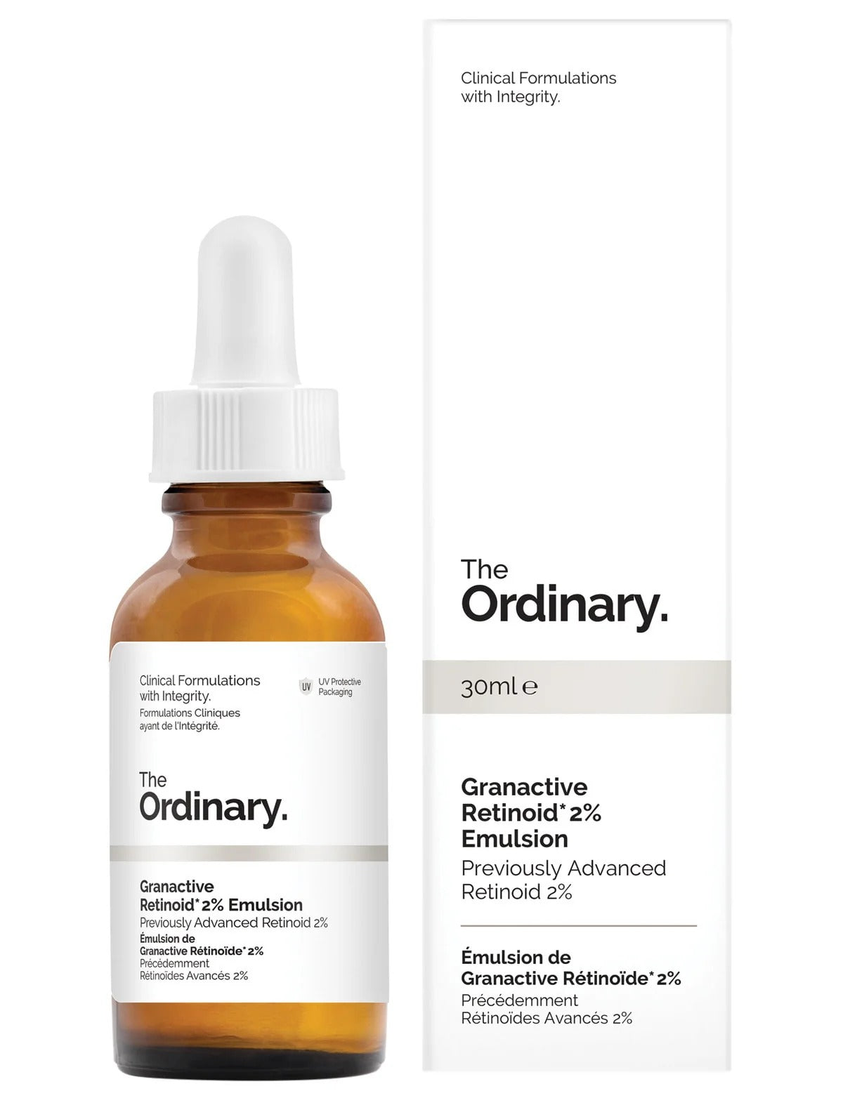 The Ordinary Granactive Retinoid 2% Emulsion, 30ml bottle, advanced anti-aging retinoid for smoother skin.
