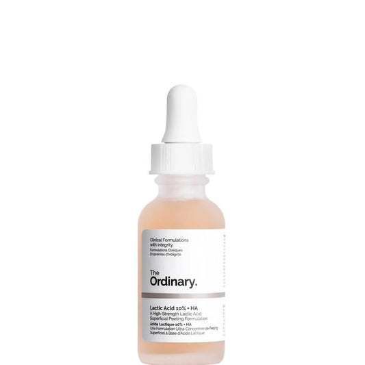 "The Ordinary Lactic Acid 10% + HA 30ml serum for exfoliation, hydration, and smoother skin."







