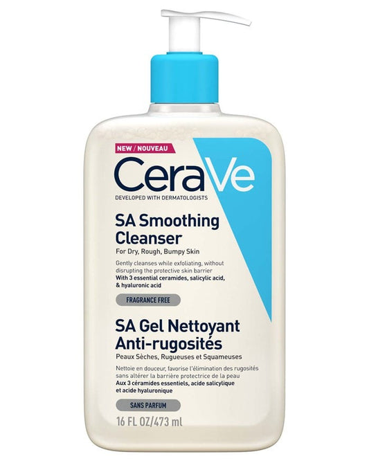 eraVe SA Smoothing Body Cleanser – 236 ml bottle with salicylic acid for exfoliating rough and dry skin, leaving it soft and smooth.